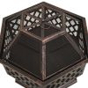 Rustic Fire Pit With Poker 24.4"X21.3"X22" Xxl Steel