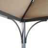 Patio 9.8Ft.L X 9.8Ft.W Gazebo With Extended Side Shed/Awning And Led Light For Backyard,Poolside, Deck, Brown