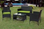 Patio Outdoor Rattan Furniture -4 Piece Loveseat +2 Armchair+Coffie Table For Garden 4 Pc Garden Patio Furniture