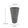 2 Pcs 24"H Tall Planters Plastic Plant Pots With Drainage, 14"W Large Round Tree Pot With Cement Pattern, Dark Grey