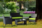 Patio Outdoor Rattan Furniture -4 Piece Loveseat +2 Armchair+Coffie Table For Garden 4 Pc Garden Patio Furniture