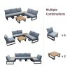 Aluminum Outdoor Patio Furniture Set, Modern Patio Conversation Set Of 7, Outdoor Sectional Metal Sofa With 5 Inch Cushion And Coffee Table For Balcon