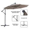 Patio Outdoor Adustment Hanging Cantilever Offset 10 Ft Umbrella  With 32 Led  Solar Lights