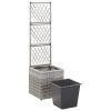 Trellis Raised Bed With 1 Pot 11.8"X11.8"X42.1" Poly Rattan Gray
