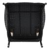 7-Piece Outdoor Patio Dining Set, Garden Pe Rattan Wicker Dining Table And Chairs Set, Acacia Wood Tabletop, Stackable Armrest Chairs With Cushions