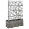 Trellis Raised Bed With 3 Pots 32.7"X11.8"X51.2" Poly Rattan Gray