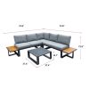 8 Pcs Patio Aluminum Conversation Sets, Outdoor Sectional Couch Furniture, With Cushions And Coffee Table,For Backyard Garden