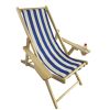 Outdoor Poplar Hanging Chair Wide Blue Stripes Armrest With Cup Holder (Color: Dark Blue)