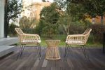Balcony Furniture, 3 Piece Patio Set, Outdoor Wicker Chairs With Glass Top Table And Soft Cushion, Rattan Front Porch Furniture