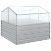 Garden Raised Bed With Greenhouse 39.4"X39.4"X33.5" Silver