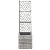 Trellis Raised Bed With 1 Pot 11.8"X11.8"X42.1" Poly Rattan Gray