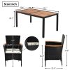 Outdoor Patio Garden Pe Rattan Dining Table Set 7-Piece