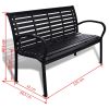 Garden Bench 49.2' Steel And Wpc Black