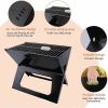 20 Inch Portable Grill Charcoal Barbecue Grill, Folding Grill Notebook Shape, Detachable Collapsible, Mini Tabletop Camping Grill Bbq, Black