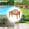 49 Inch Eucalyptus Wood Outdoor Folding Bench With Backrest Armrest For Patio Garden