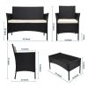 4 Piece Outdoor Patio Furniture Sets Outdoor Wickerr Rattan Chairs Loveseat With Soft Cushion And Glass Table Outdoor Indoor Use Backyard Porch Garden