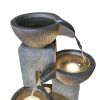 39Inches Outdoor Water Fountains With Led Lights For Garden Decor