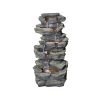 24Inches Rock Outdoor Waterfall Fountain With Led Lights For Garden Decor
