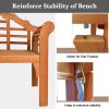 49 Inch Eucalyptus Wood Outdoor Folding Bench With Backrest Armrest For Patio Garden