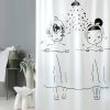Couples Peva Bathroom Shower Curtain Waterproof Shower Curtain Bathroom Decoration, 71X71Inch White