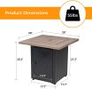28" Square 48000 Btu Outdoor Propane Gas Fire Pit Table, Quick Auto Ignition, Faux Wood Table Top With Lid, Lava Rocks