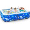 Inflatable Swimming Pools, Inflatable Pool For Kids, Kiddie, Toddler, Adults, 100" X 71" X 22" Family Full-Sized Swimming Pool, Lounge Pool For Outdoo