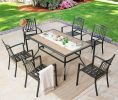 Outdoor Dining Chairs Set Of 4 Stacking Patio Metal Arm Chairs For Garden, Yard, Lawn