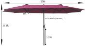 15Ftx9Ftdouble-Sided Patio Umbrella Outdoor Market Table Garden Extra Large Waterproof Twin Umbrellas With Crank And Wind Vents For Garden Deck Backya