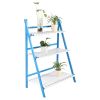 Multi Layer Foldable Plant Pots Rack Stand Shelf For Balcony Room Garden Patio(Blue+White)
