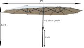 15X9Ft Double-Sided Patio Umbrella Outdoor Market Table Garden Extra Large Waterproof Twin Umbrellas With Crank And Wind Vents For Garden Deck Backyar