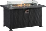 43 Inch Outdoor Fire Pit Table 50; 000 Btu Wicker Auto-Ignition Gas Fire Pit Table For Outside With Aluminum Tabletop;  Etl Certification