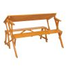138.5*137*75Cm Solid Wood Load-Bearing 150Kg Dual-Purpose Conjoined Table And Chair