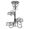 4 Potted Square Flower Metal Shelves Plant Pot Stand Decoration For Indoor Outdoor Garden Black