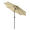9Ft Patio Umbrella Outdoor Market Table Umbrella With Push Button Tilt And Crank For Garden, Lawn, Deck, Backyard & Pool, 8 Sturdy Ribs, Beige