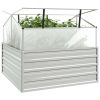 Garden Raised Bed With Greenhouse 39.4"X39.4"X33.5" Silver