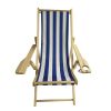 Outdoor Poplar Hanging Chair Wide Blue Stripes Armrest With Cup Holder (Color: Dark Blue)