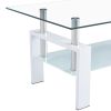 110*60*45.5Cm Double-Glazed Dining Table Stainless Steel Table Legs