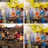 Bosonshop 22'' Outdoor Wood Burning Bbq Grill Firepit Bowl W/Spark Round Mesh Spark Screen Cover Fire Poker Patio Steel Fire Pit Bonfire For Backyard