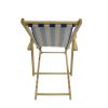 Outdoor Poplar Hanging Chair Wide Blue Stripes Armrest With Cup Holder (Color: Dark Blue)