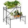 2-Tier Metal Plant Stand Garden Shelf