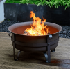 Outdoor Fire Pit- 29 Inch Wood Burning Firepit, Fire Pits For Outside, With Round Spark Screen, Fire Poker, Metal Grate, For Bonfire Wood Burning Stee