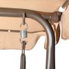 3-Person Metal Outdoor Patio Swing Chair With Canopy And Brown Cushion, Only For Pick Up