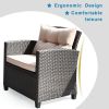 4 Pieces Outdoor Rattan Armrest Furniture Set Table With Lower Shelf
