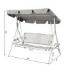 3-Person Gray Metal Outdoor Patio Swing Chair With Canopy,  Only For Pick Up