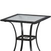 Outdoor Patio Pe Wicker 5-Piece Counter Height Dining Table Set With Umbrella Hole And 4 Foldable Chairs