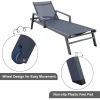 3 Pcs  Patio Chaise Lounges Set With Side Table Outdoor Adjustable Reclining Lounge Chairs With Wheels 330Lbs Capacity