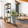 2 Pcs 24"H Tall Planters Plastic Plant Pots With Drainage, 14"W Large Round Tree Pot With Cement Pattern, Dark Grey