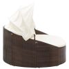 Outdoor Lounge Bed With Canopy Poly Rattan Brown