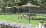 Patio 9.8Ft.L X 9.8Ft.W Gazebo With Extended Side Shed/Awning And Led Light For Backyard,Poolside, Deck, Brown