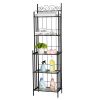 5 Tier Multiuse Black Metal Metal Storage Shelves Steel Baker' S Rack Organizer Rack For Kitchen/Garage/Bathroom/Laundry Rt